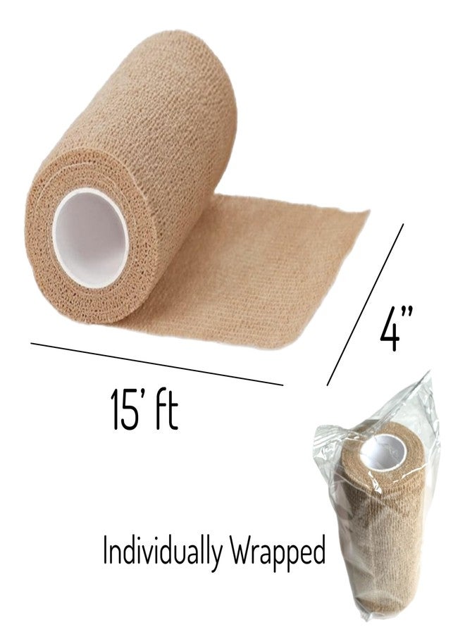 ALAZCO 4" x 5 yrd Beige Self Adhesive Flexible Bandage Wrap Stretch Roll Tape Wrist Ankle Hand Leg Medical Grade Sports Compression Lymphedema Individually Wrapped Sprains Support First Aid Pets Cat Dog - Image 4